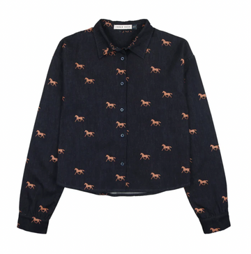 Urban Edge Navy Denim Horse Print Shirt