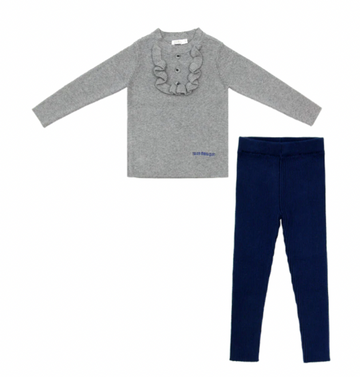 Coco Blanc Grey Ruffle Bib Legging Set (CB2045B)