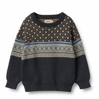 Wheat Navy Jaquard Pullover Julius