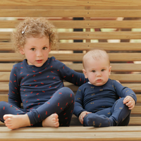 Bonjoy Scattered Fruit Pajamas - Navy/Pear