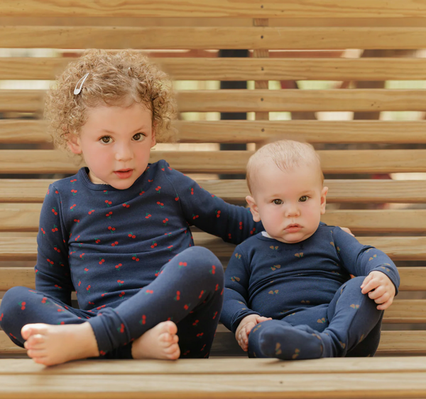 Bonjoy Scattered Fruit Pajamas - Navy/Pear