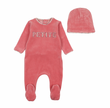 Bee and Dee Hibiscus Velour Petite Footie/Beanie