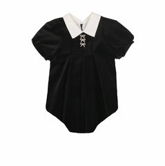 Bopop Velvet Shabbos Collection Black Romper