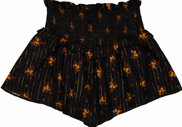 Louis Louise Black Skirt Lira Stripe Lurex Romantic Flower- Long Covers Knee