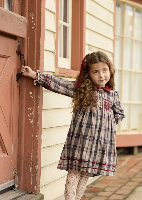 Limonana Pearl Grey Plaid Dress- RUNS BIG SIZE DOWN