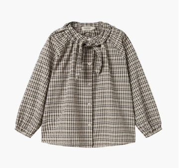 Marmar Pilot Navy Check Takari Scarf Blouse