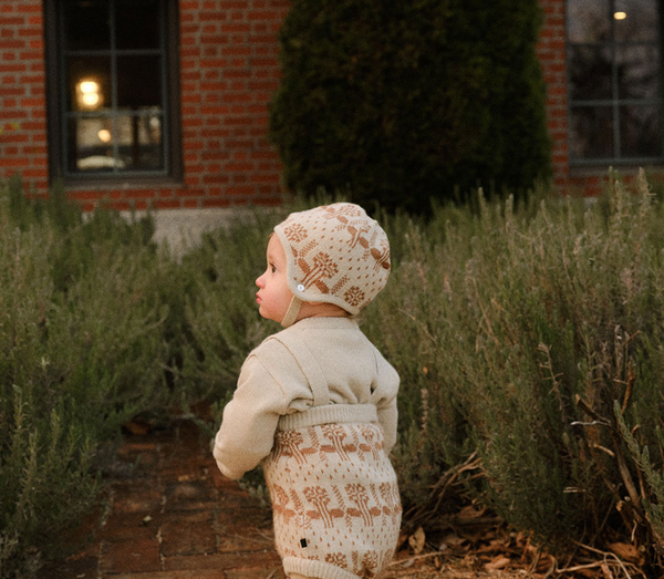 Bene Bene Green Beige Baby Leaf Buds Knit Suspender Bloomer
