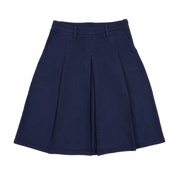 Farren And Me Washed Blue Denim Pleated Skirt.