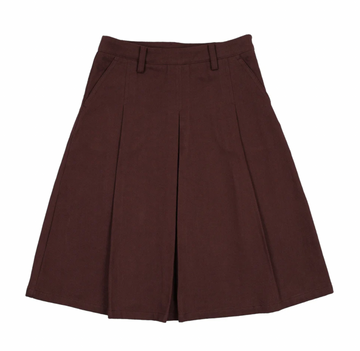 Farren And Me Washed Burgundy Denim Pleated Skirt