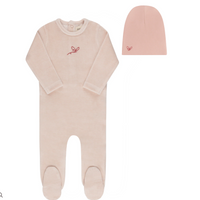Ely's & Co. Light Pink Footie + Beanie Velour Stripe Collection