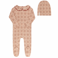 Ely's & Co. Pink Footie + Beanie Floral Plaid Collection