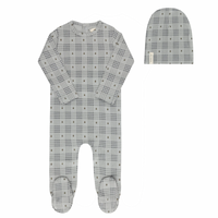 Ely's & Co. Blue Footie + Beanie Floral Plaid Collection