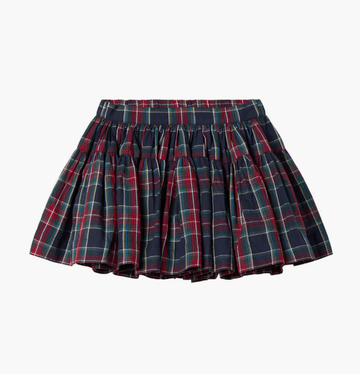 Marmar Pilot Navy Check Solannge Long Skirt- Covers The Knee
