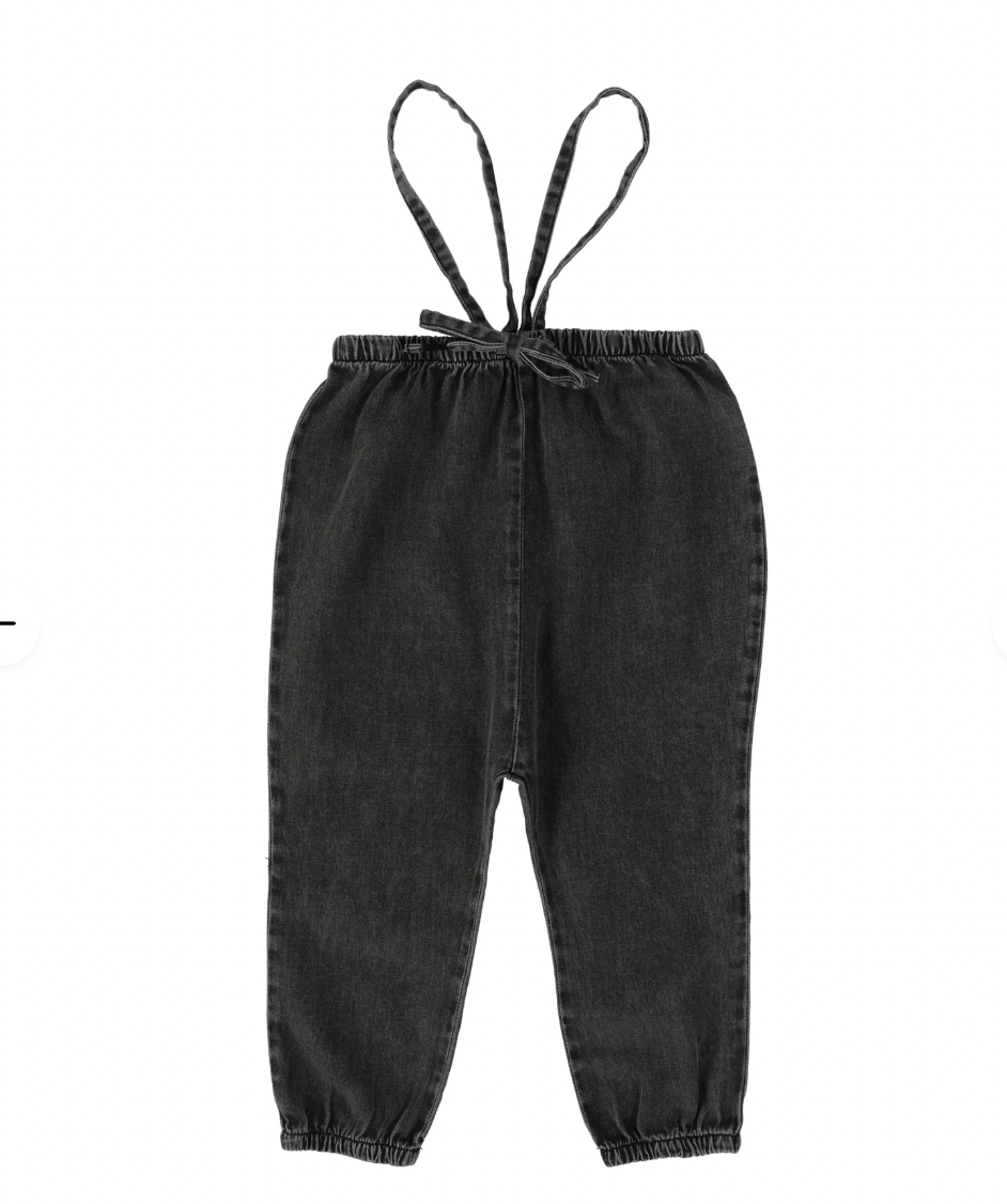 Lil Legs Bubble Suspender Pants Black Wash- Runs Big