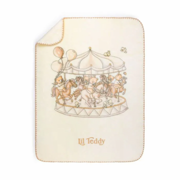 Lil Teddy Merry Go Snuggle Vanilla Bean Plush Blanket