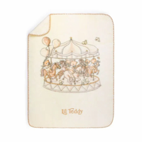 Lil Teddy Merry Go Snuggle Vanilla Bean Plush Blanket