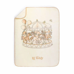 Lil Teddy Merry Go Snuggle Vanilla Bean Plush Blanket