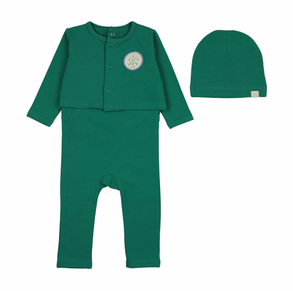 Analogie By Lil Legs Boys Footie Set with cardigan - Electric Green