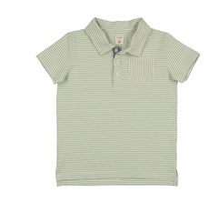 Analogie By Lil Legs Stripe Polo - Green Stripe