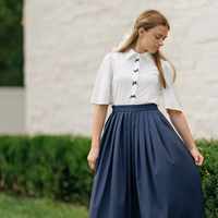 Daintti by Velvette Label Navy Pleated Midi Skirt