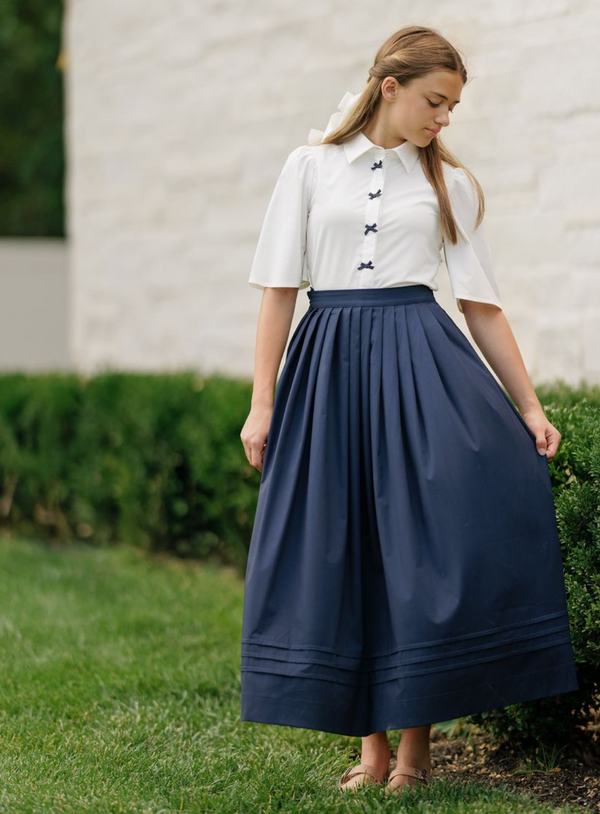 Daintti by Velvette Label Navy Pleated Midi Skirt