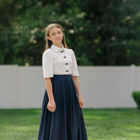 Daintti by Velvette Label Navy Pleated Midi Skirt