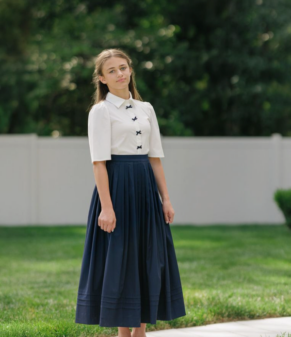 Daintti by Velvette Label Navy Pleated Midi Skirt