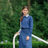 Daintti by Velvette Label Striped Sleeve Denim Shirt
