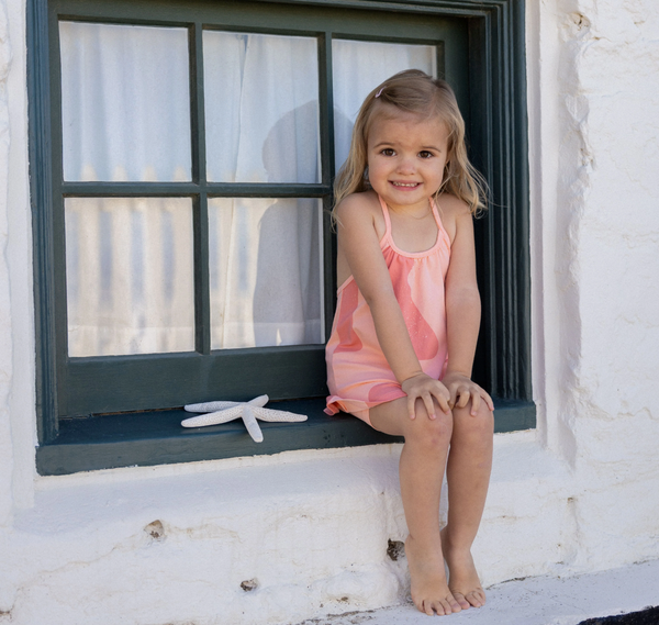 RetroKid Pink Coral Tess Logo All Over Halter Baby Girl Set