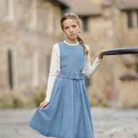 Velvette Label Denim Belted Pinafore Dress