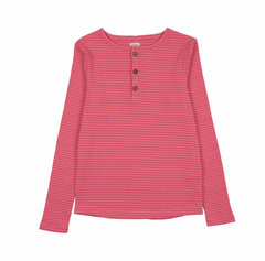 Analogie By Lil Legs Basic Stripe Henley - Pink/Red