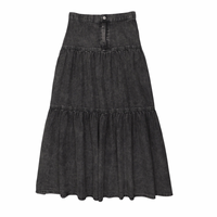 Analogie By Lil Legs Denim Tiered Maxi Skirt - Black Wash