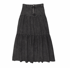Analogie By Lil Legs Denim Tiered Maxi Skirt - Black Wash