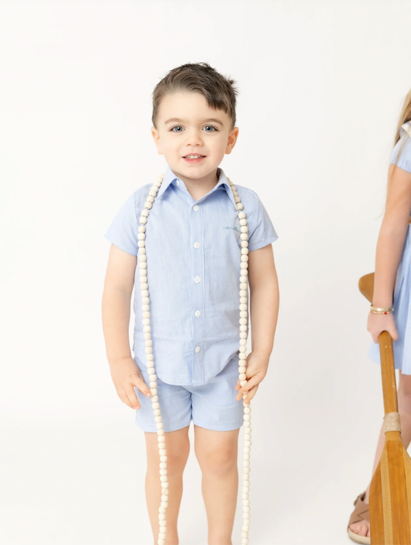 Nounelle Striped Boy Shirt Light Blue