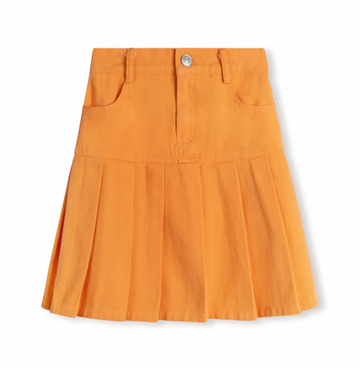 Cabana Orange Denim Drop Yolk Pleated Skirt