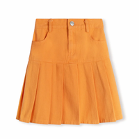 Cabana Orange Denim Drop Yolk Pleated Skirt