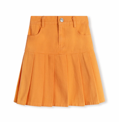 Cabana Orange Denim Drop Yolk Pleated Skirt