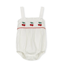 One Child White Tessa Embroidered Cherry Romper