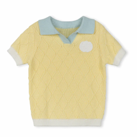 One Child Yellow Cindy Diamond Printed Collared Sweater