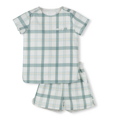 One Child Plaid Mira Plaid Shirt And Shorts Set