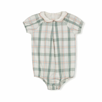 One Child Plaid Mira Plaid Scalloped Collar Romper