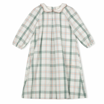 One Child Plaid Mira Plaid Scalloped Collar Dress