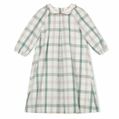 One Child Plaid Mira Plaid Scalloped Collar Dress