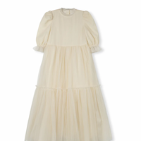 Lilou Cream Mesh Tiered Gown
