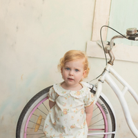 Belati BLUE FLORAL SMOCKED SLEEVE BABY ROMPER (BBB219)