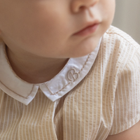 Belati SAND STRIPED ROMPER WITH EMBROIDERED COLLAR (BBB247)