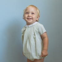 Belati MINT STRIPED ROMPER WITH EMBROIDERED COLLAR (BBB247)