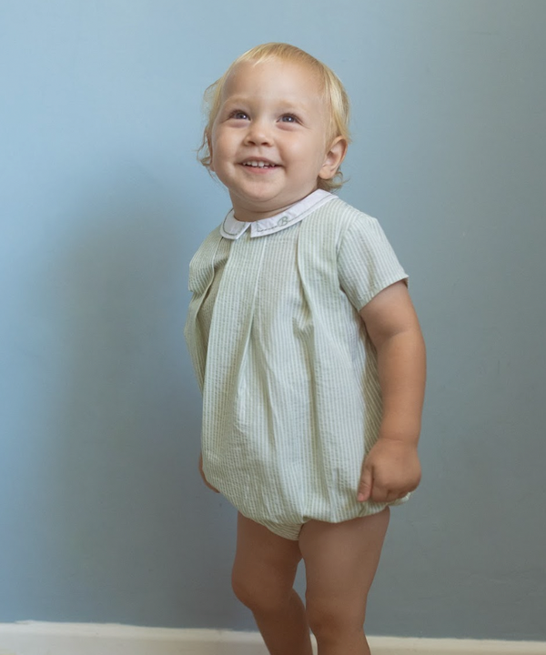 Belati MINT STRIPED ROMPER WITH EMBROIDERED COLLAR (BBB247)