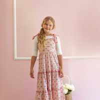 Belati RED PATCHWORK SMOCKED LAYERED MAXI DRESS (BDR207)