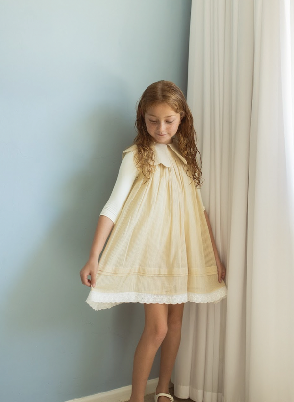 Belati PINK STRIPED SCALLOP COLLAR DRESS (BDR216)- No Sleeves